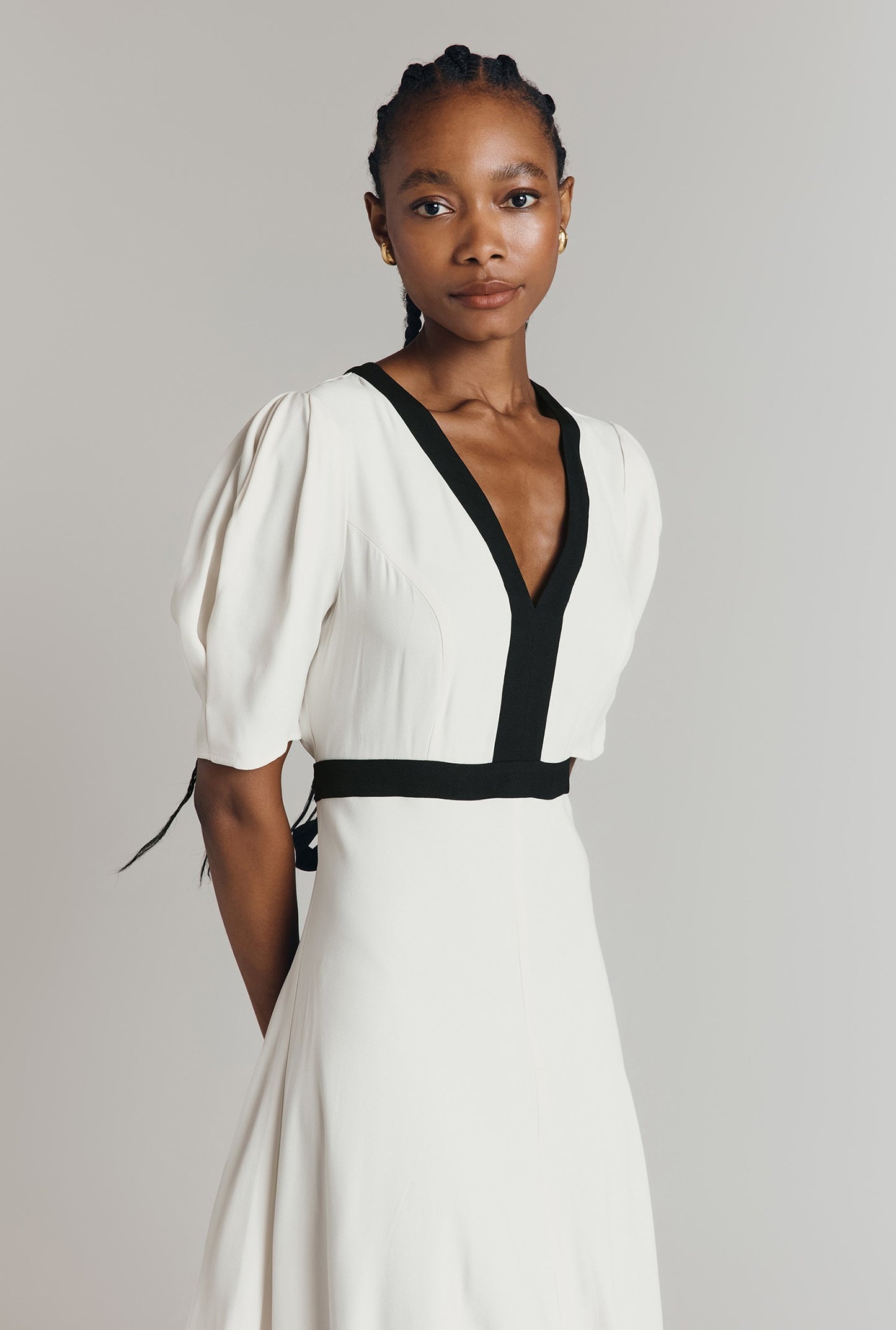 Cicely Crepe Contrast Midi Dress
