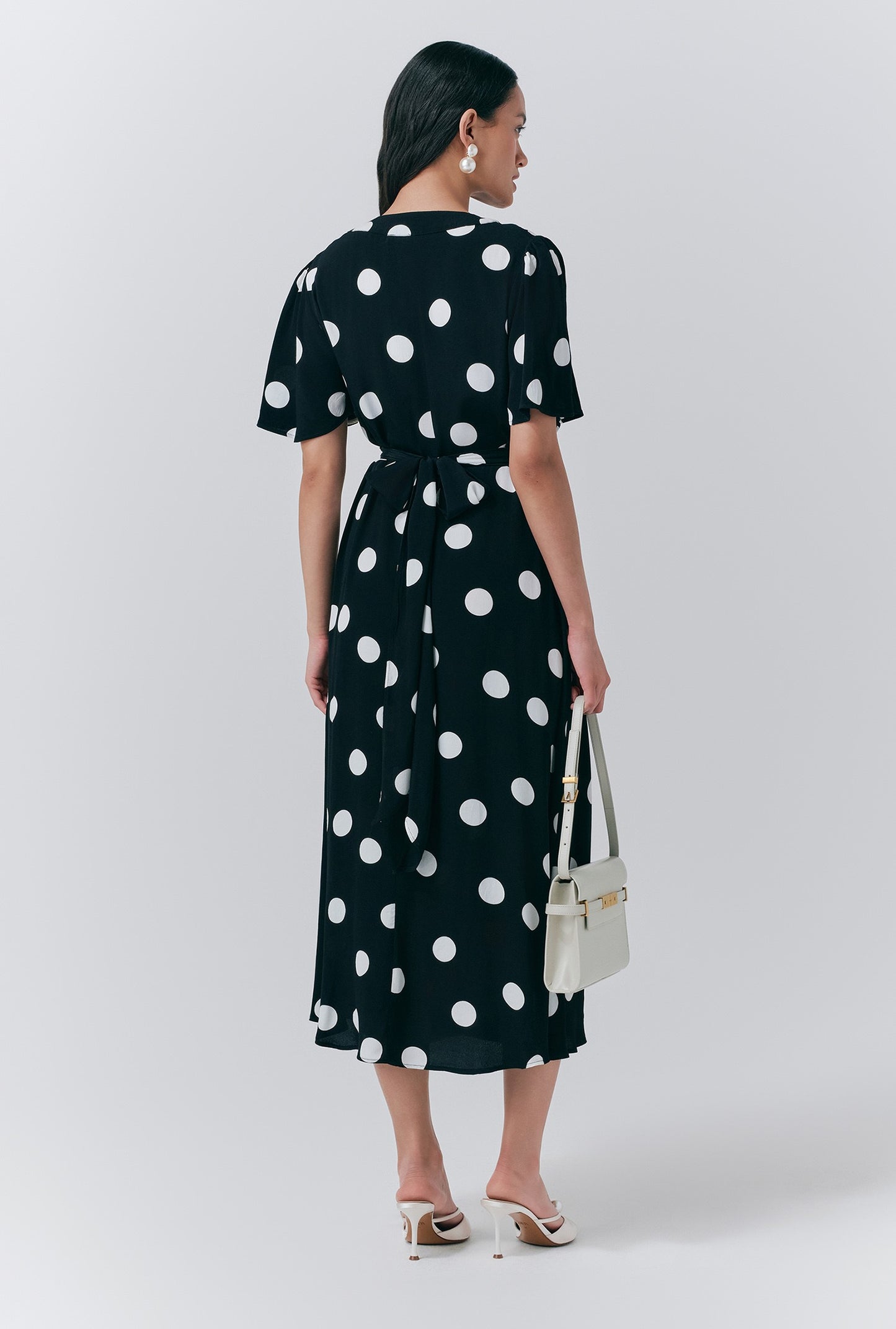 Jess Crepe Polka Dot Midi Tea Dress