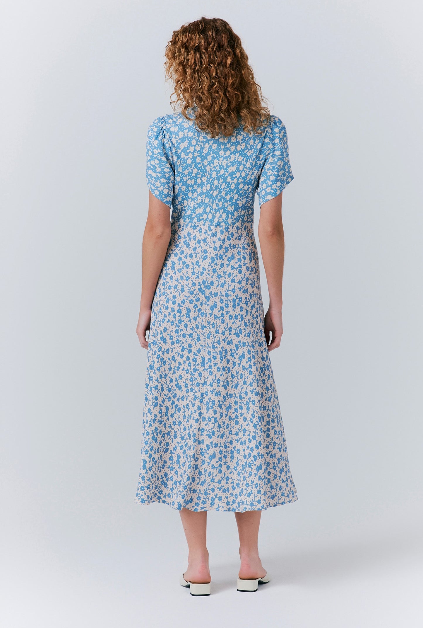 Lulu Crepe Floral Midi Tea Dress