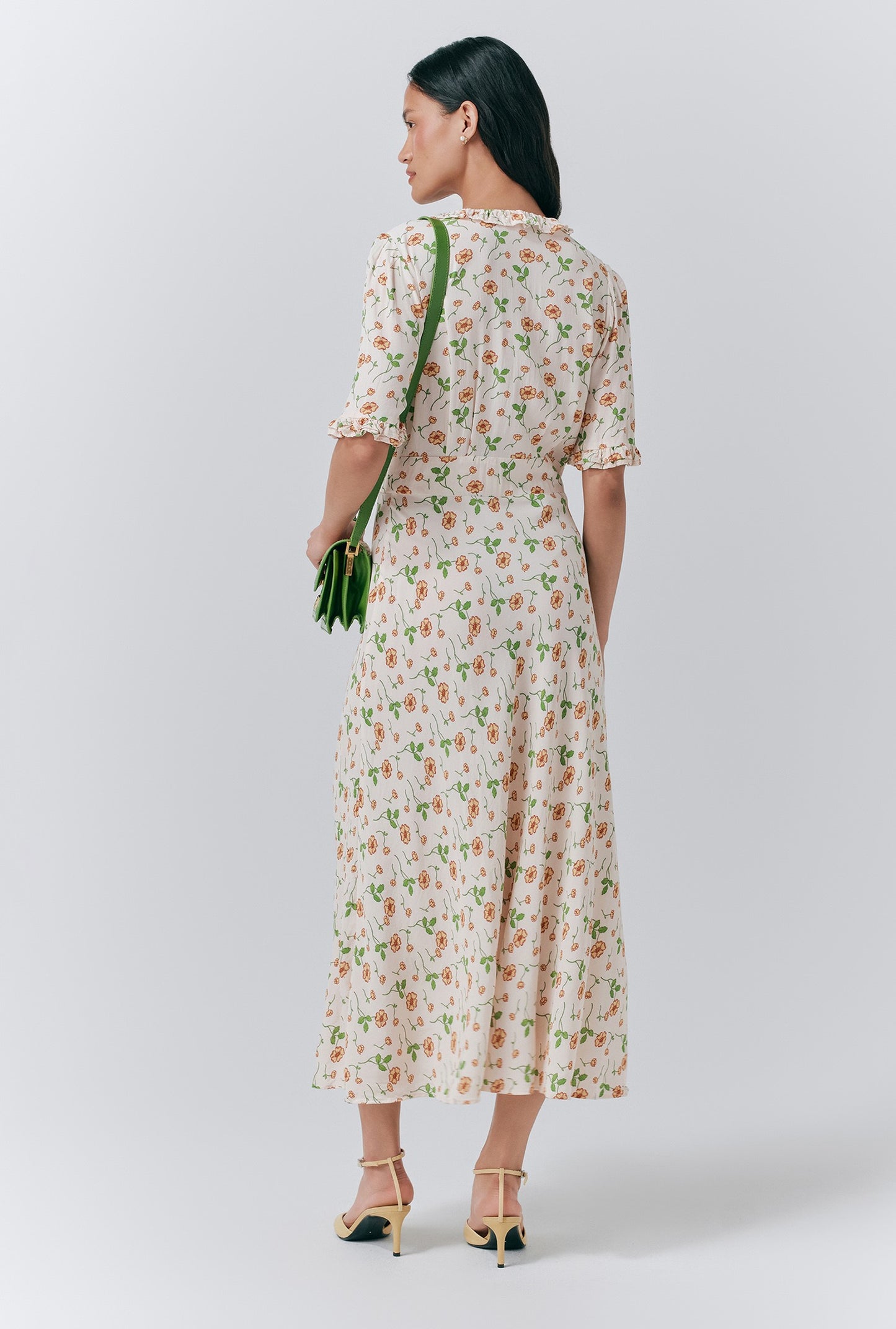 Saffie Crepe Floral Print Button Through Dress