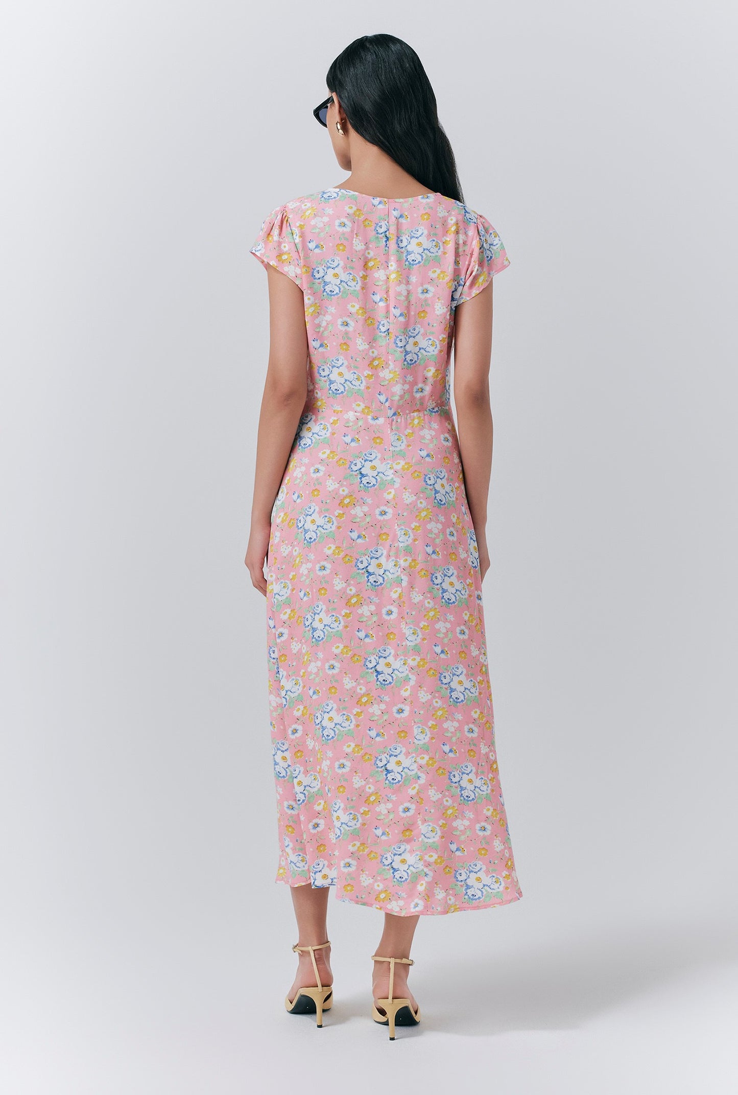 Blair Crepe Floral Sleeveless Midi Dress