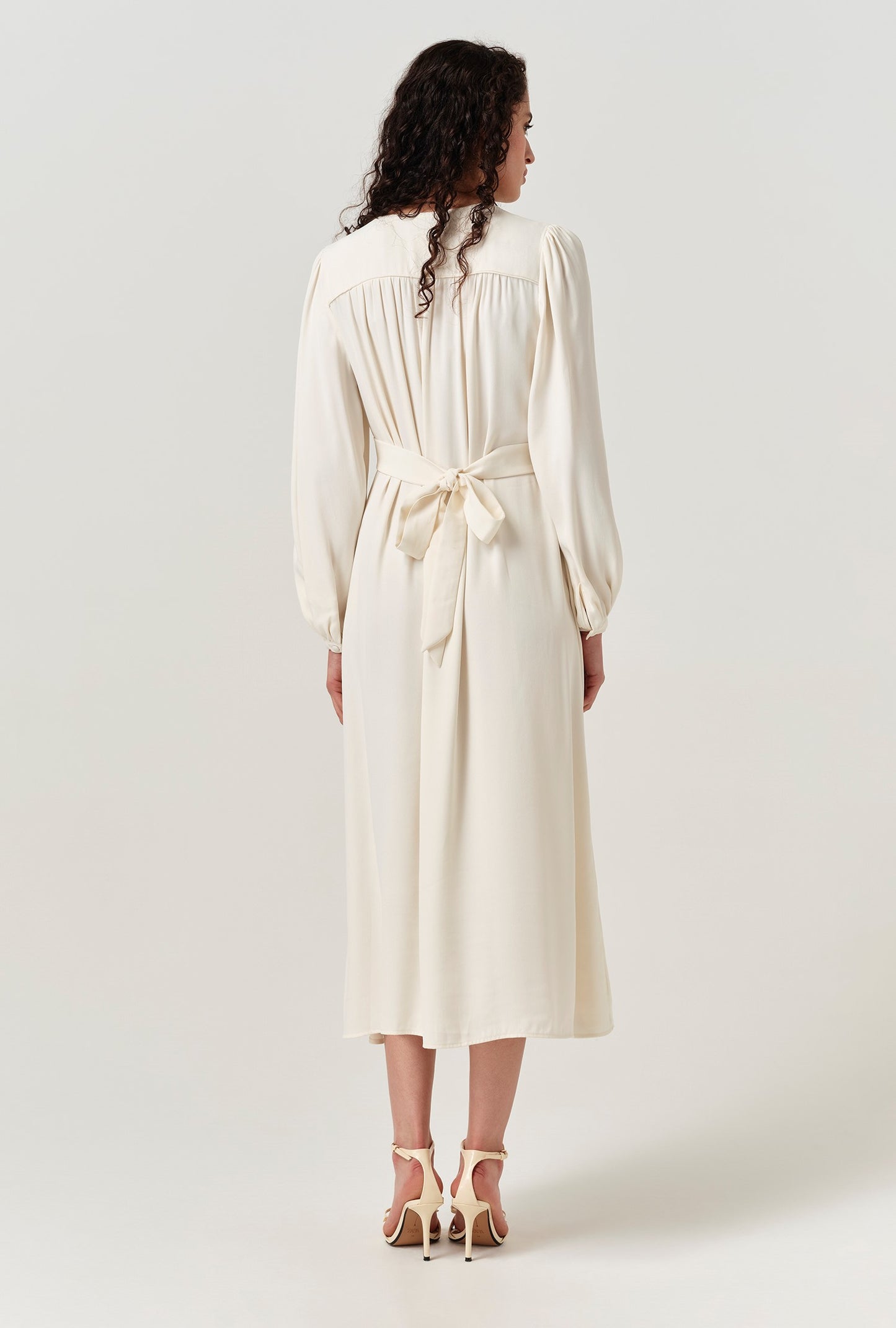 Layla Crepe Tie Neck Midi Dress