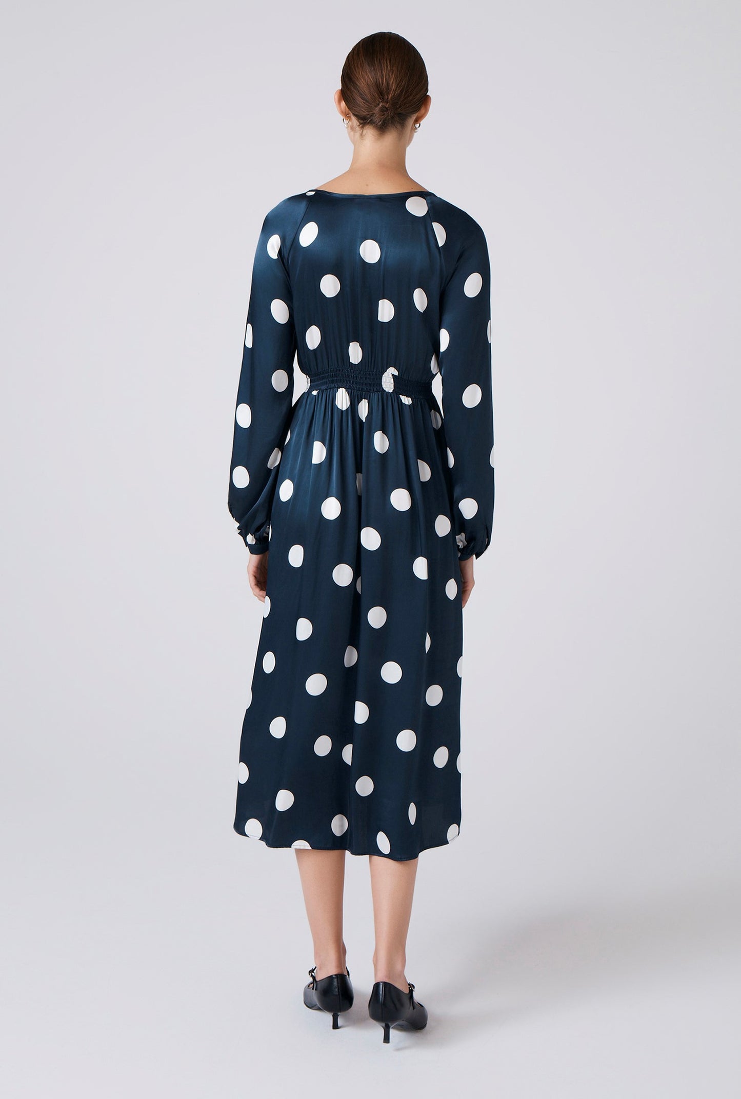 Emlyn Polka Dot V Neck Midi Dress