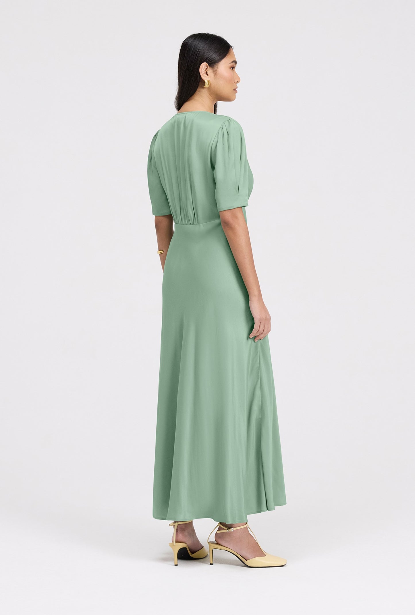 Madison Classic Button Through Satin Midi Dress