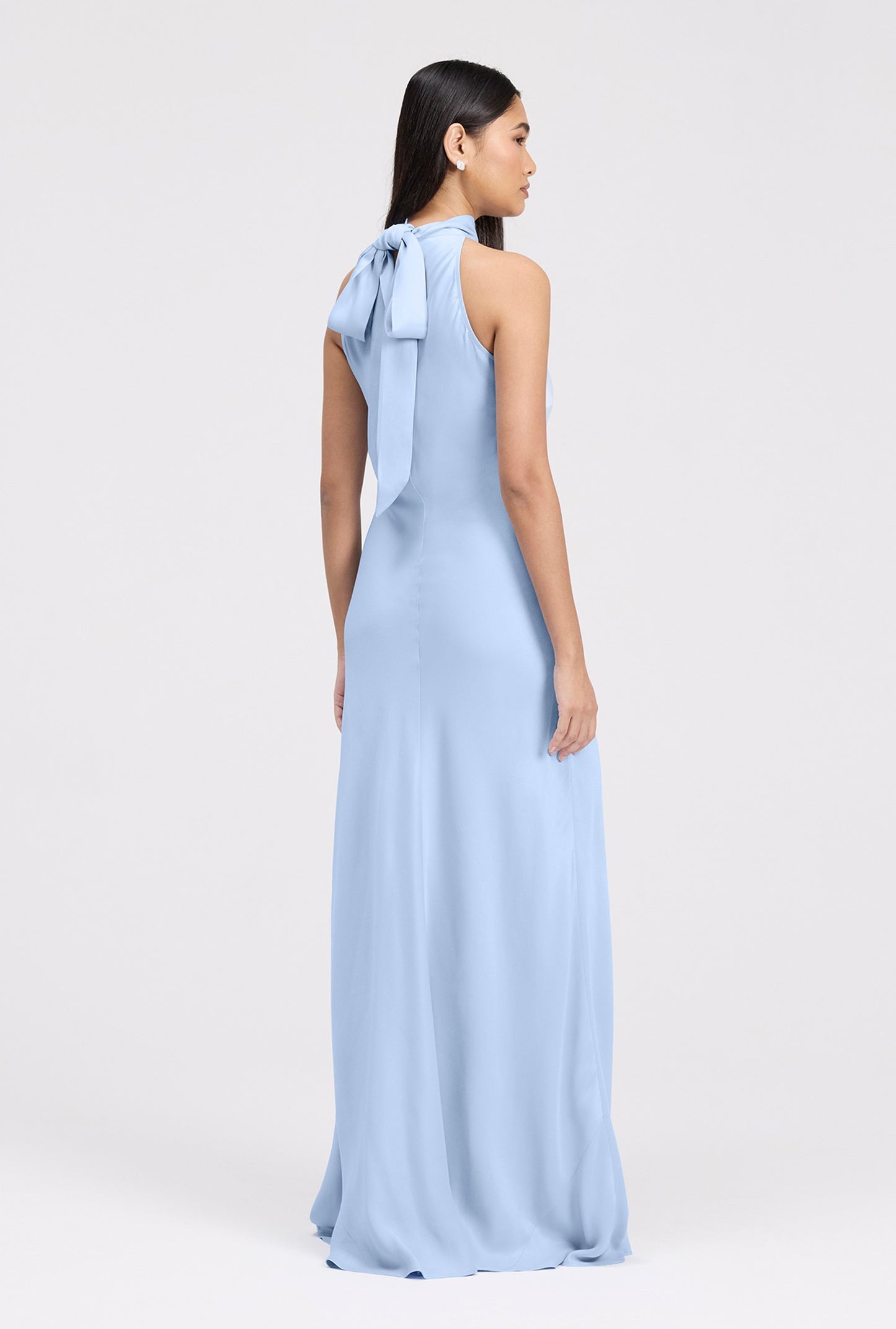 Angelica Premium High Neck Satin Maxi Dress
