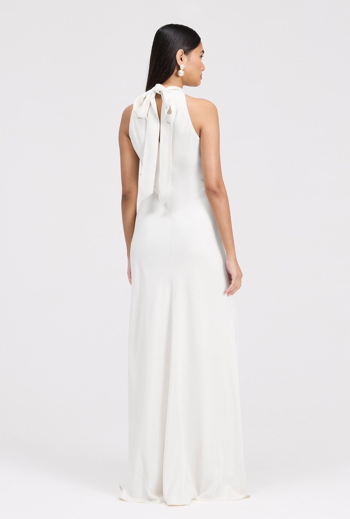 Angelica Premium High Neck Satin Maxi Dress