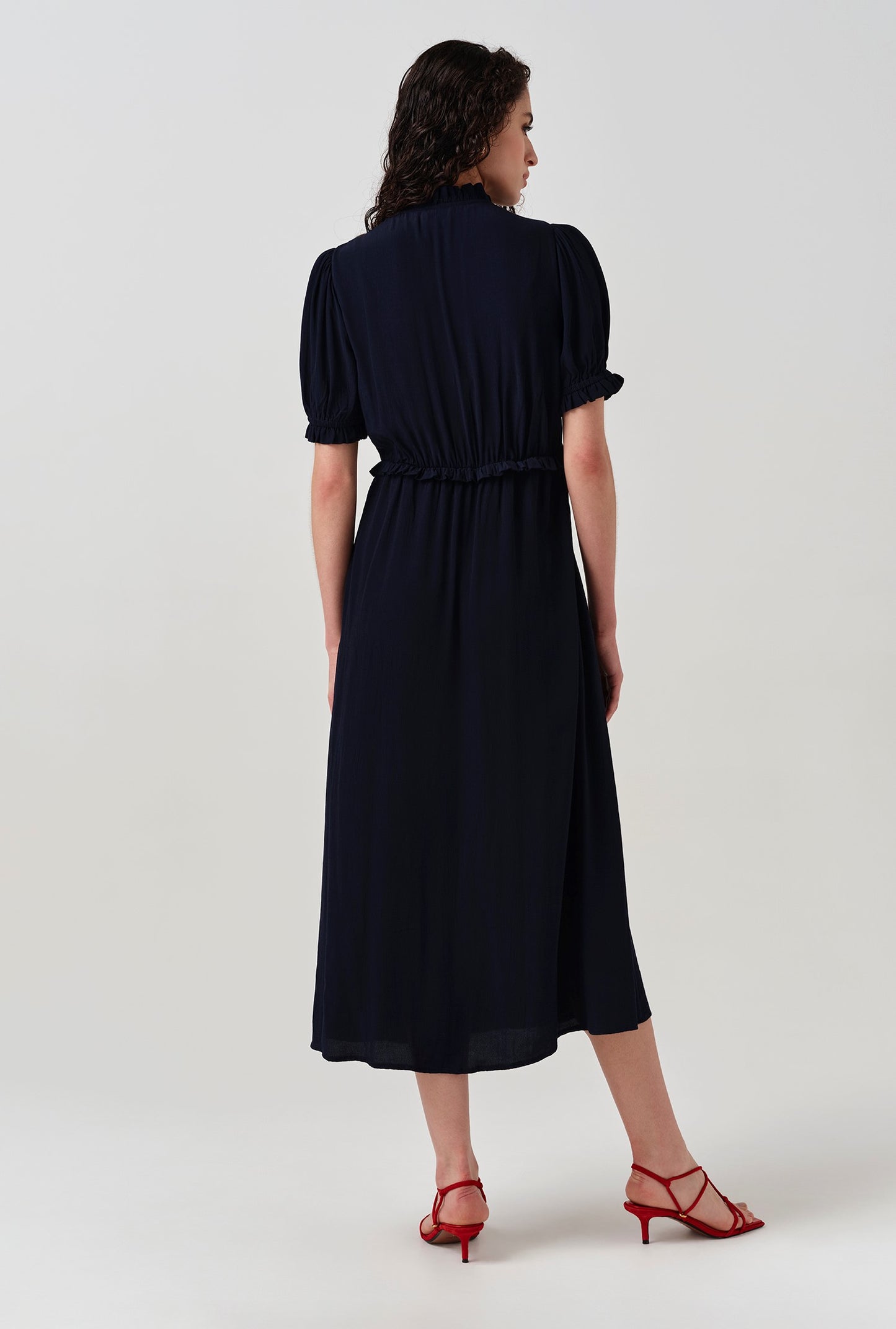 Jolene V-Neck Crepe Midi Dress