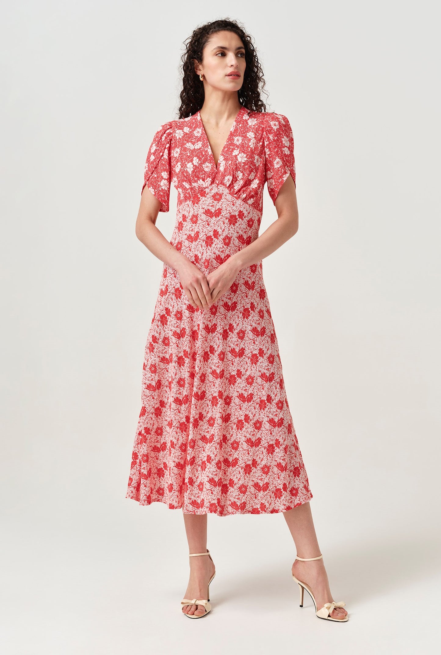 Faye Floral Crepe Midi Dress