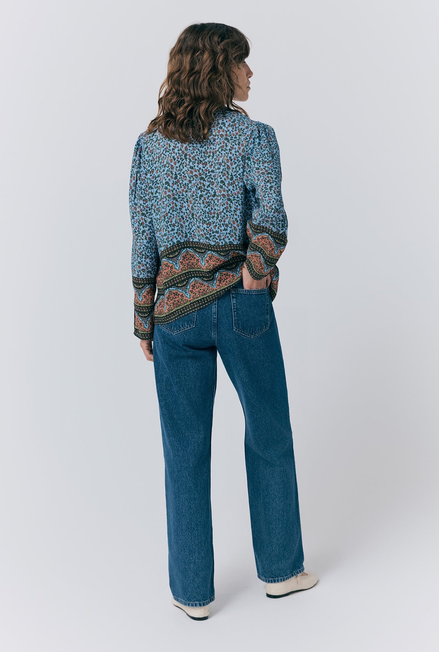 Lana Border Print Button Through Blouse