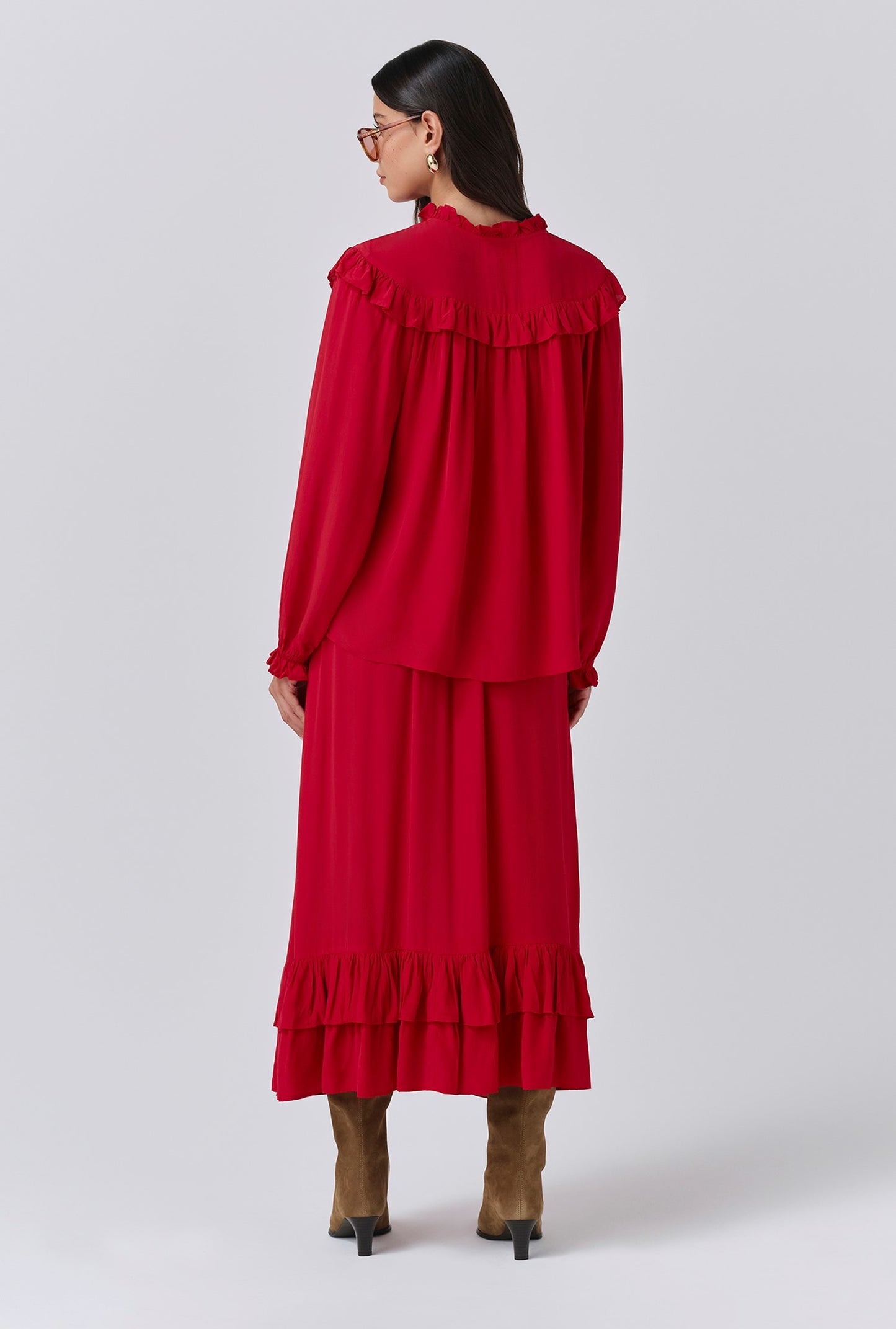 Talia Crepe Tie Neck Blouse