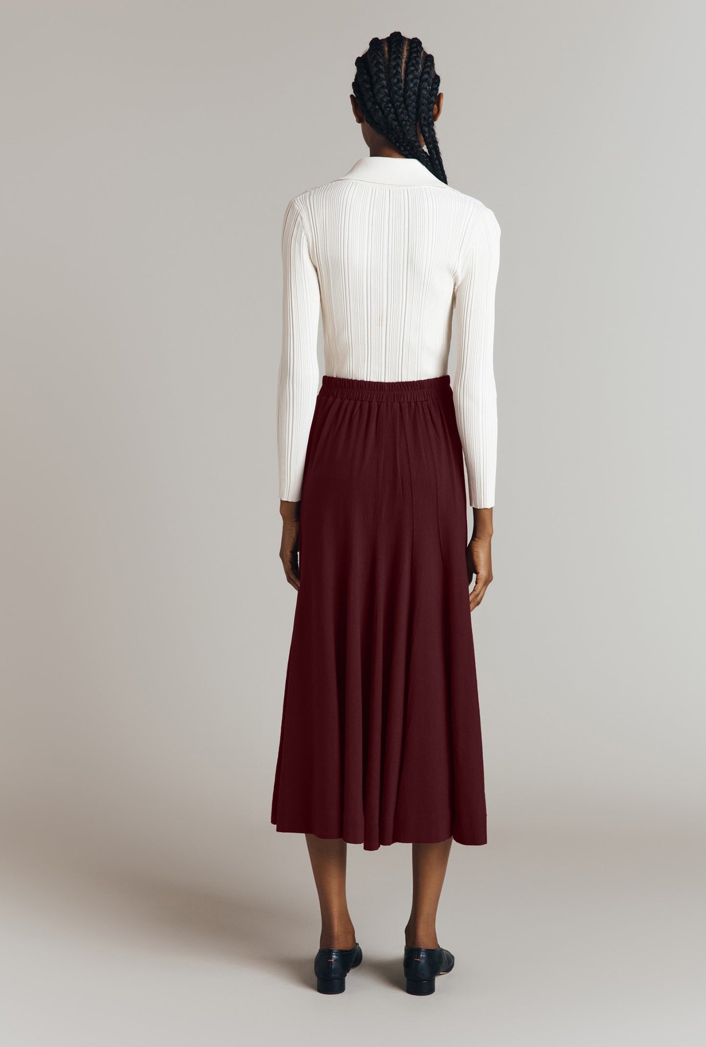 Sasha Cotton Jersey Godet Midi Skirt
