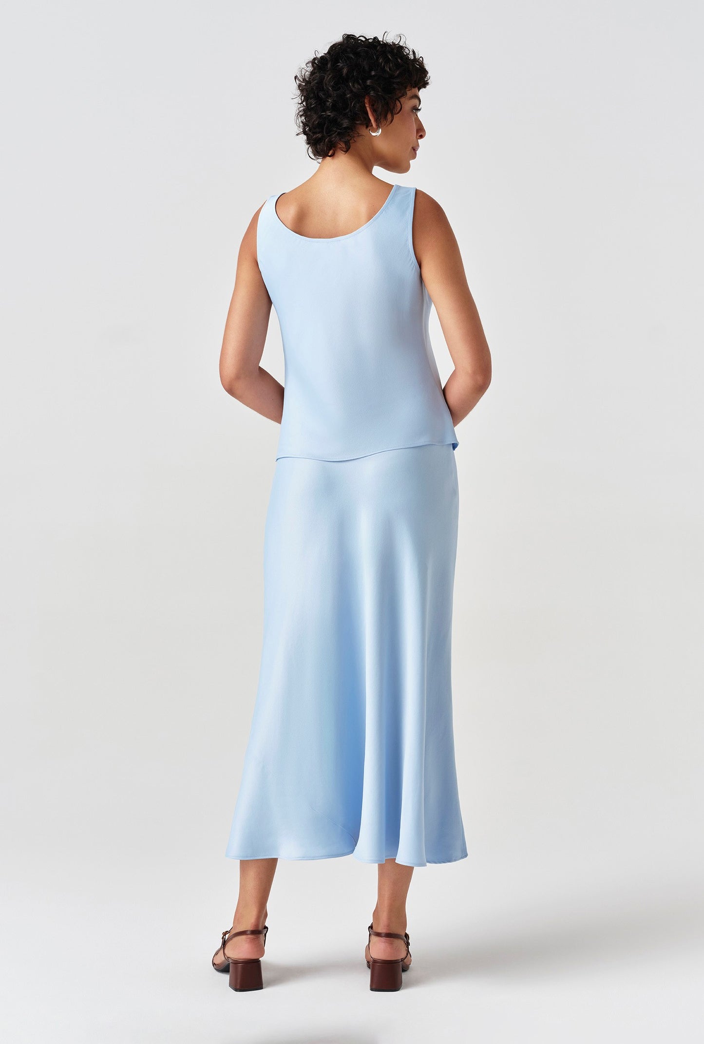 Dahlia Picot Trim Satin Midi Skirt