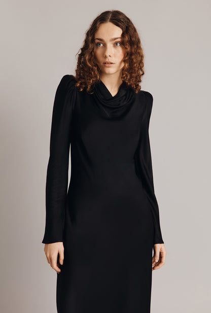 Frankie Cowl Neck Satin Midi Dress