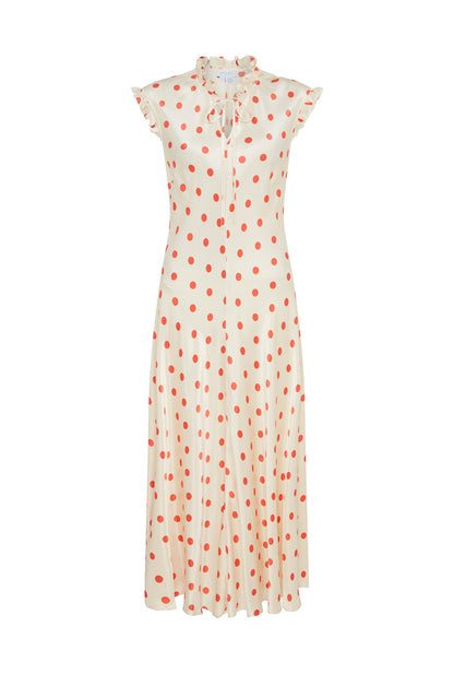 Cicely Polka Dot Satin Midi Dress