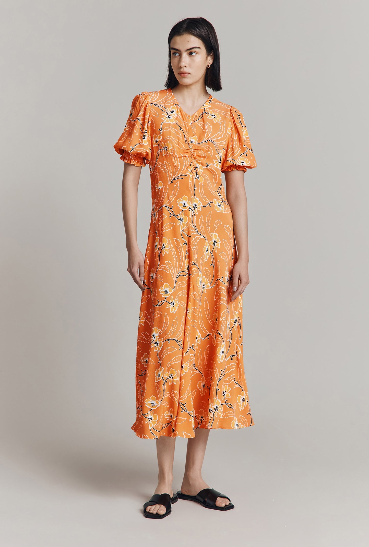 Lainey Crepe Floral Midi Dress
