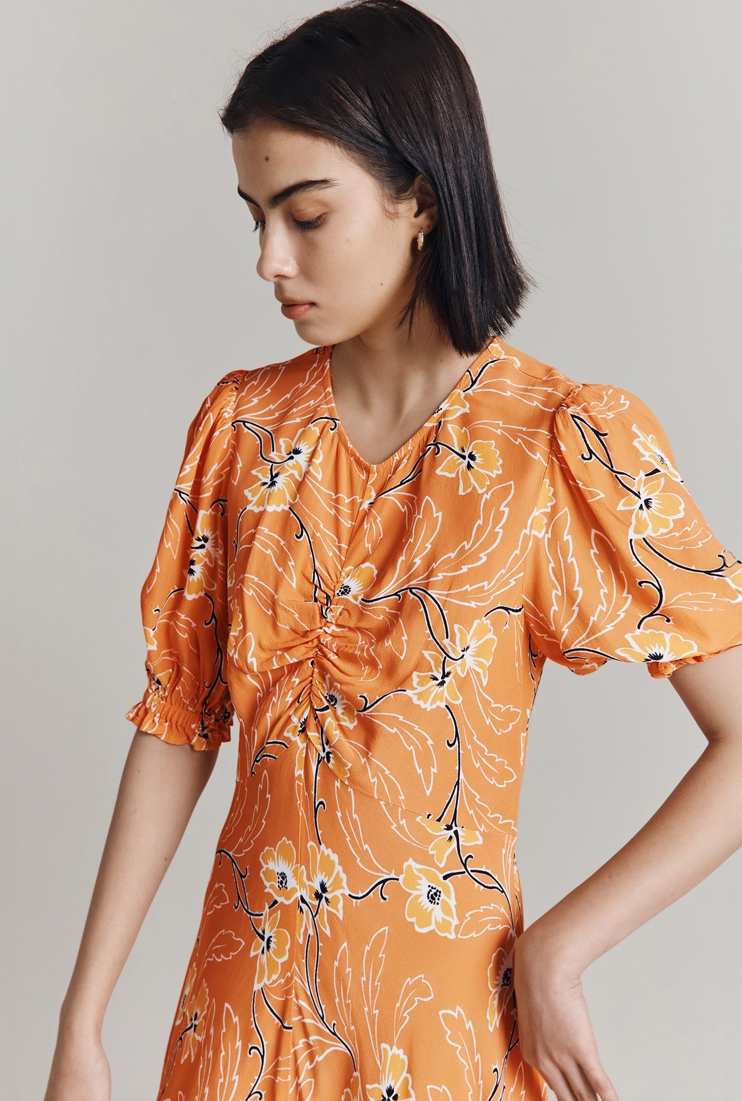 Lainey Crepe Floral Midi Dress