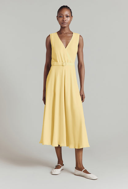Ivy Crepe Belted Midi Dress