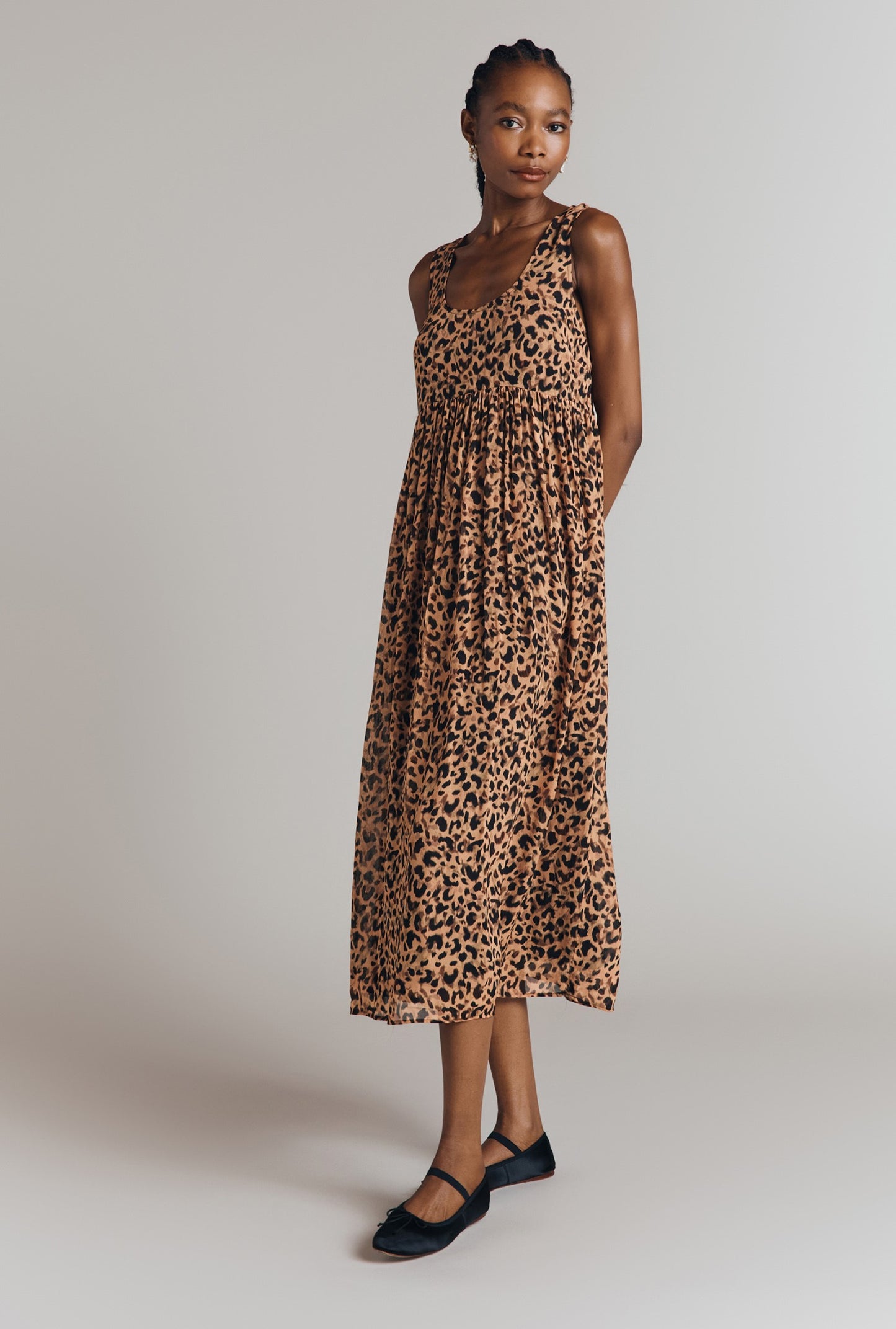 Maya Georgette Animal Print Midi Dress