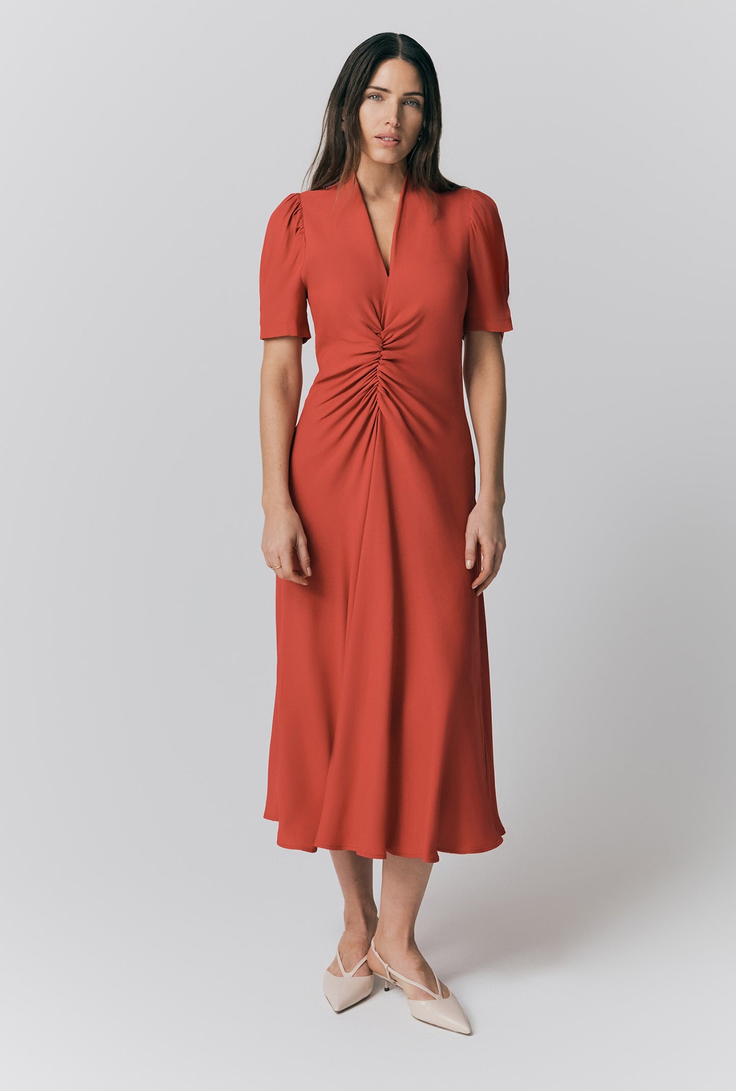 Capri Crepe Short Sleeve Midi Dress