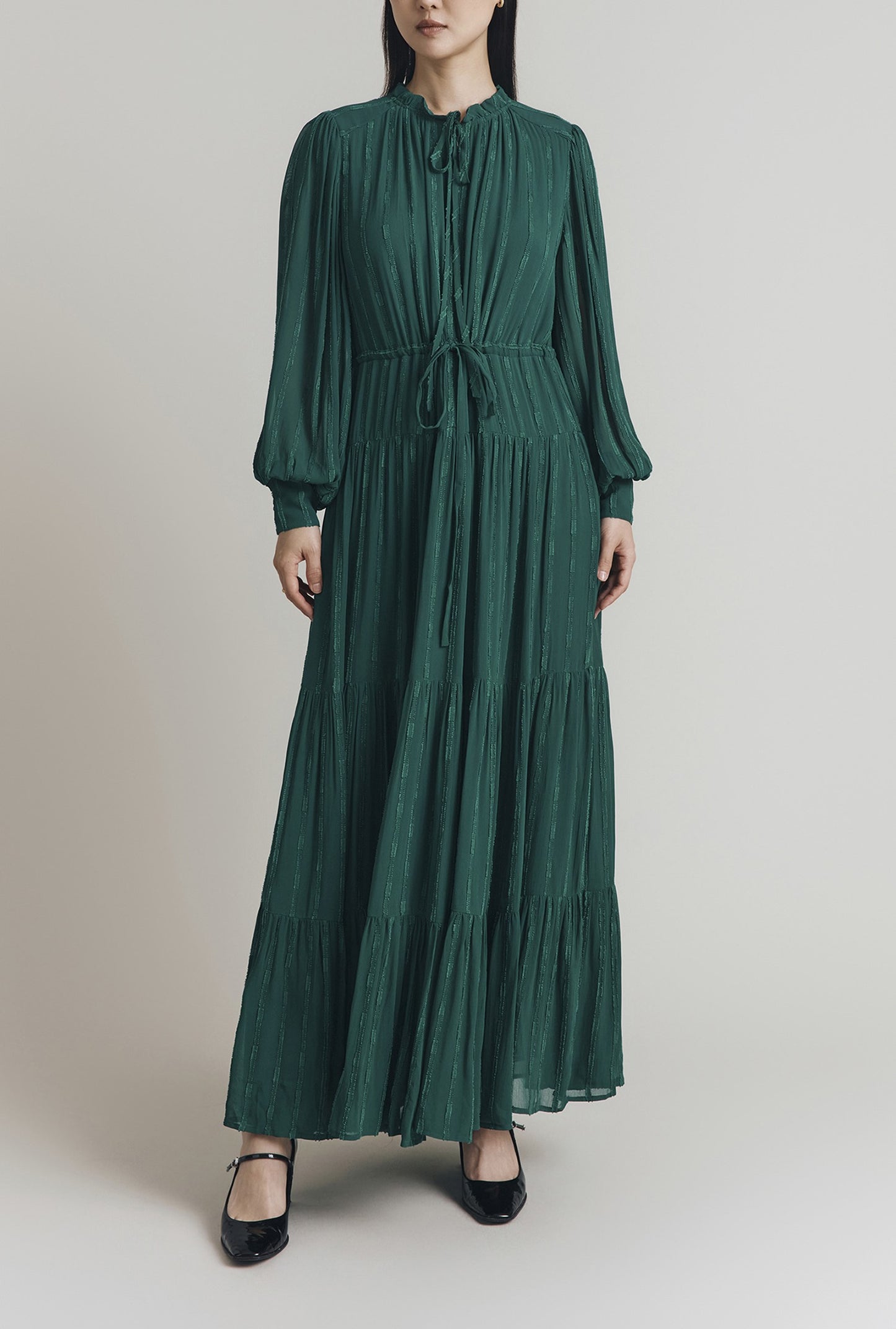 Margot Jacquard Georgette Stripe Dress
