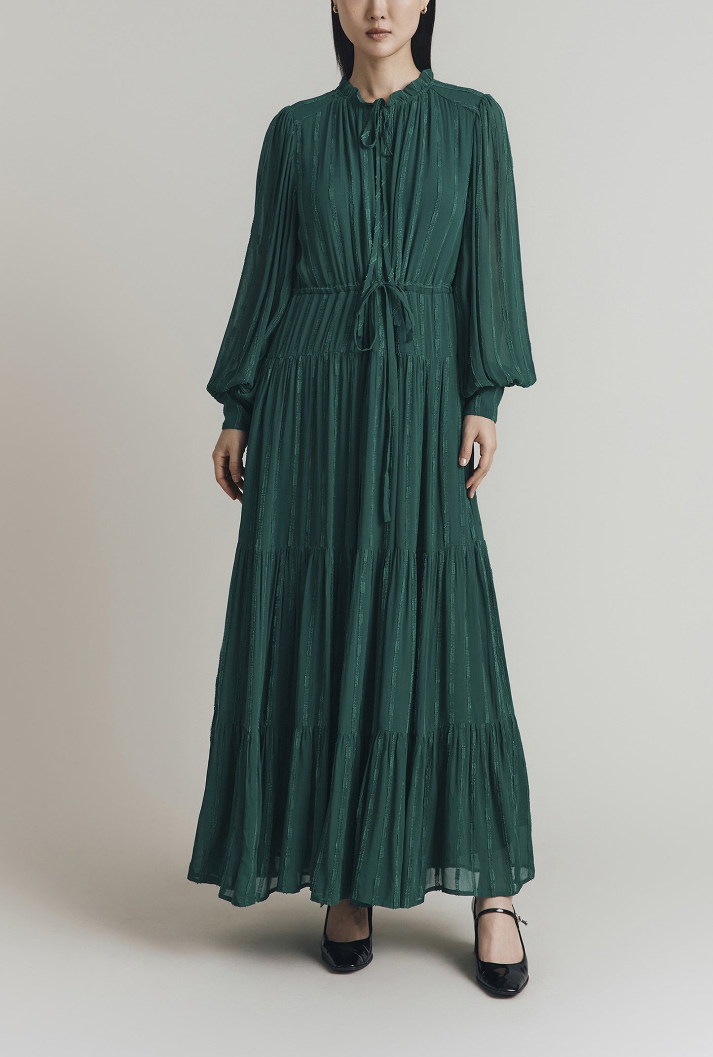 Margot Jacquard Georgette Stripe Dress