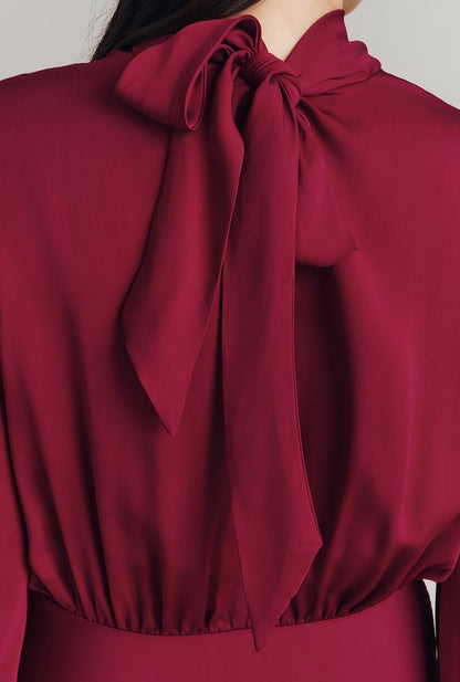 Balia Crepe Long Sleeve Midi Dress
