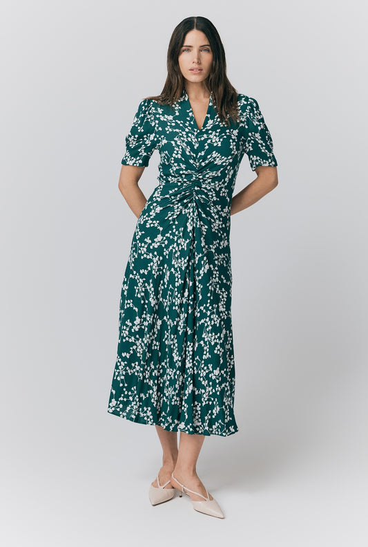 Capri Green Floral Midi Dress