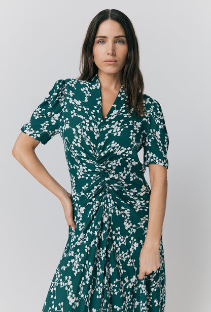Capri Green Floral Midi Dress