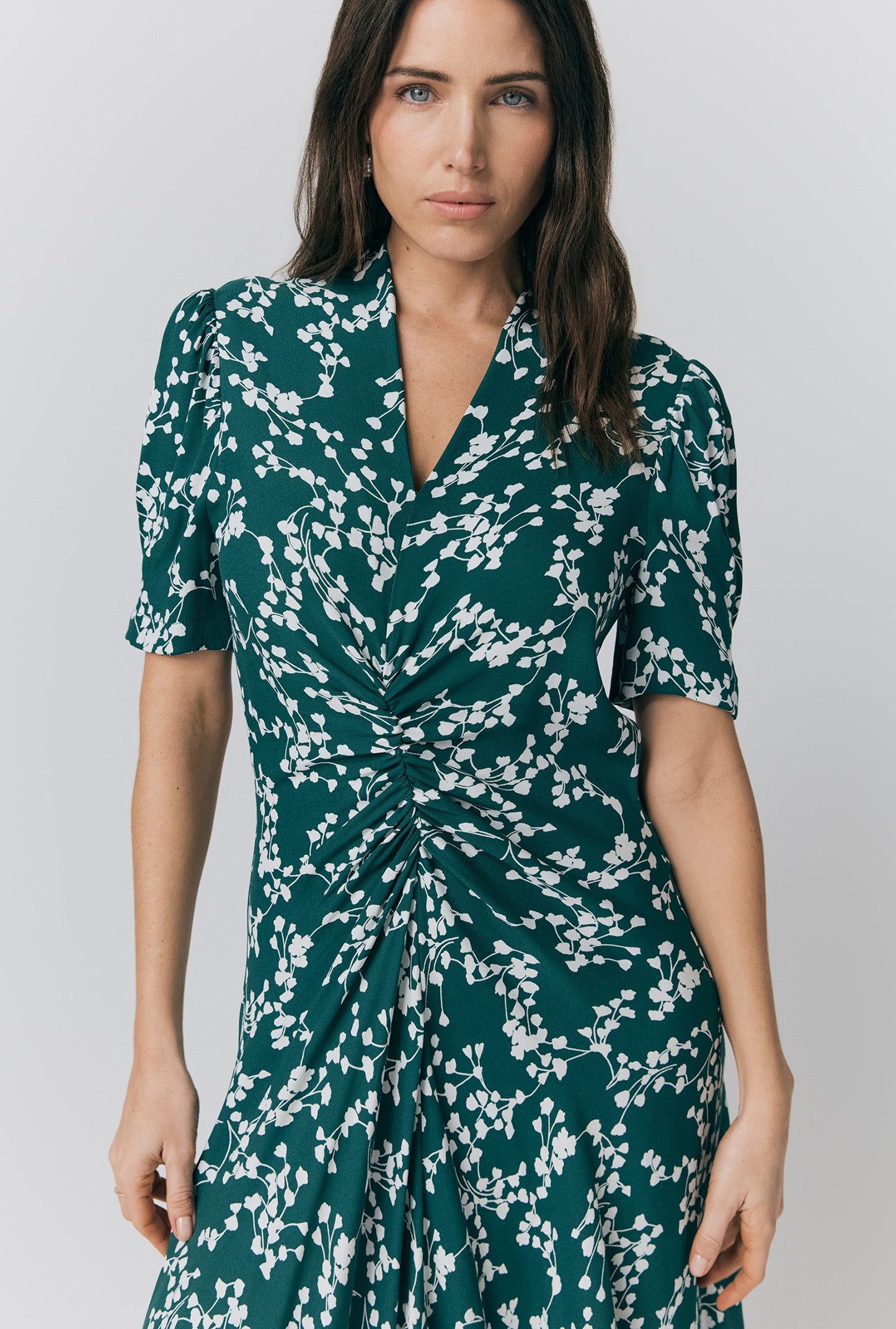 Capri Green Floral Midi Dress