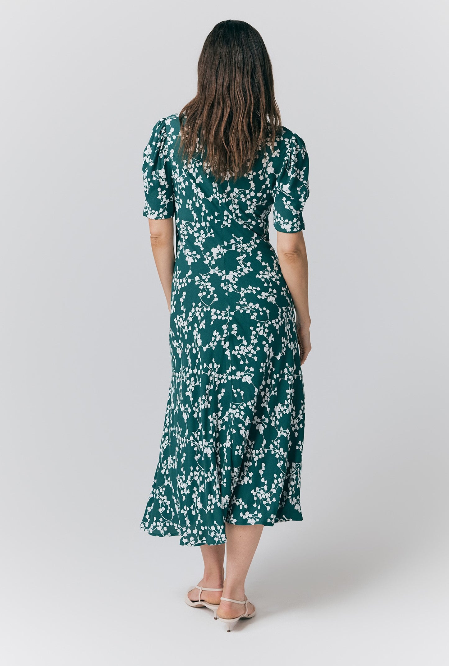 Capri Green Floral Midi Dress