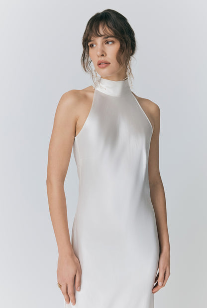 Amaia Halter Neck Satin Maxi Dress