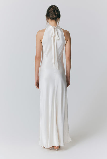 Amaia Halter Neck Satin Maxi Dress