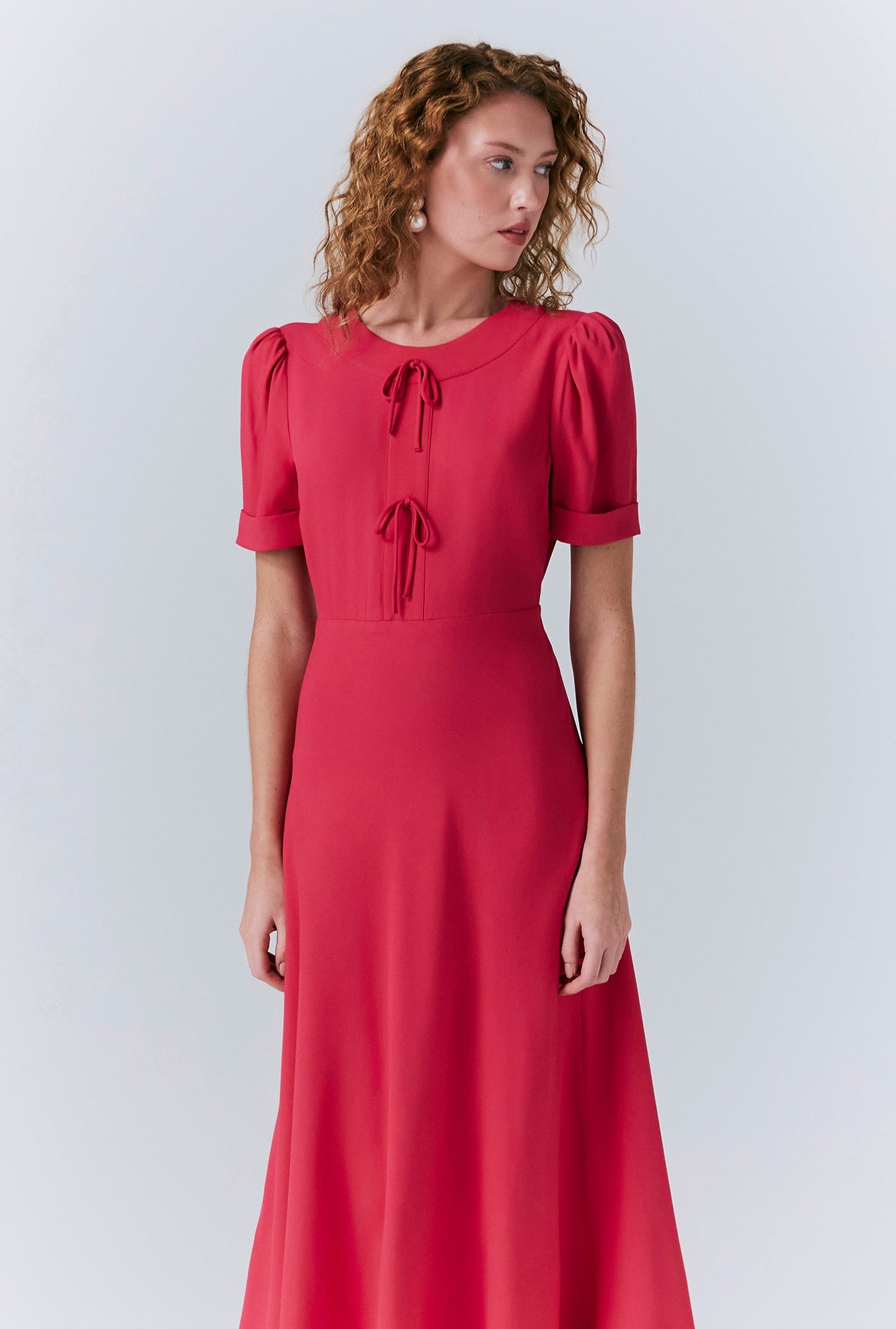Louisa Crepe Bow Midi Dress