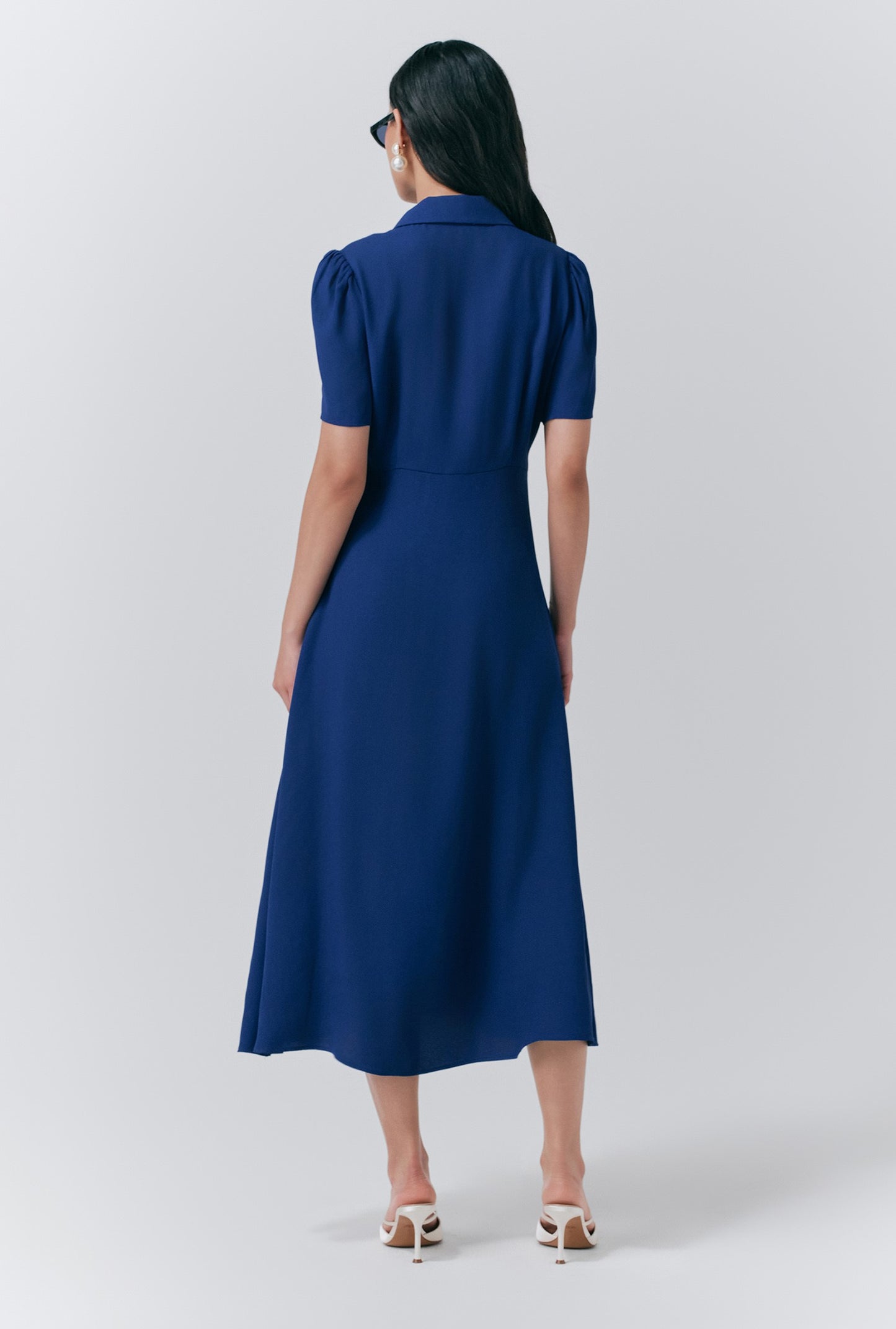 Haisley Crepe Collared Midi Tea Dress