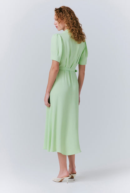Rowan Button Crepe Midi Tea Dress