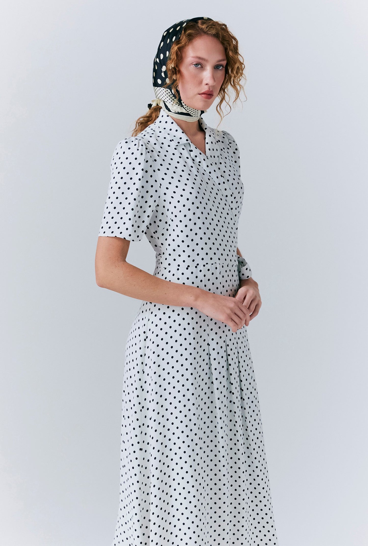 Giselle Crepe Polka Dot Wrap Dress