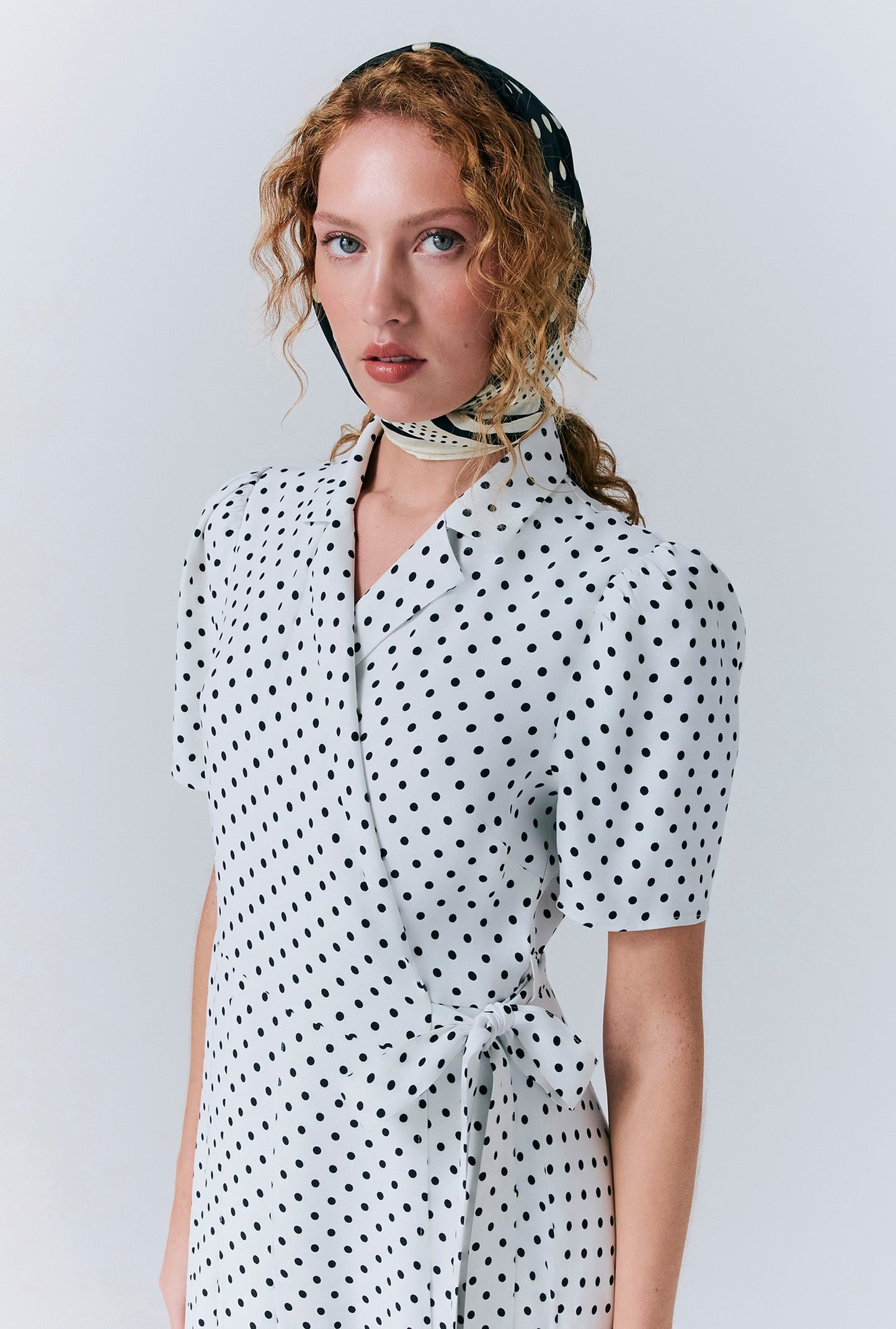 Giselle Crepe Polka Dot Wrap Dress