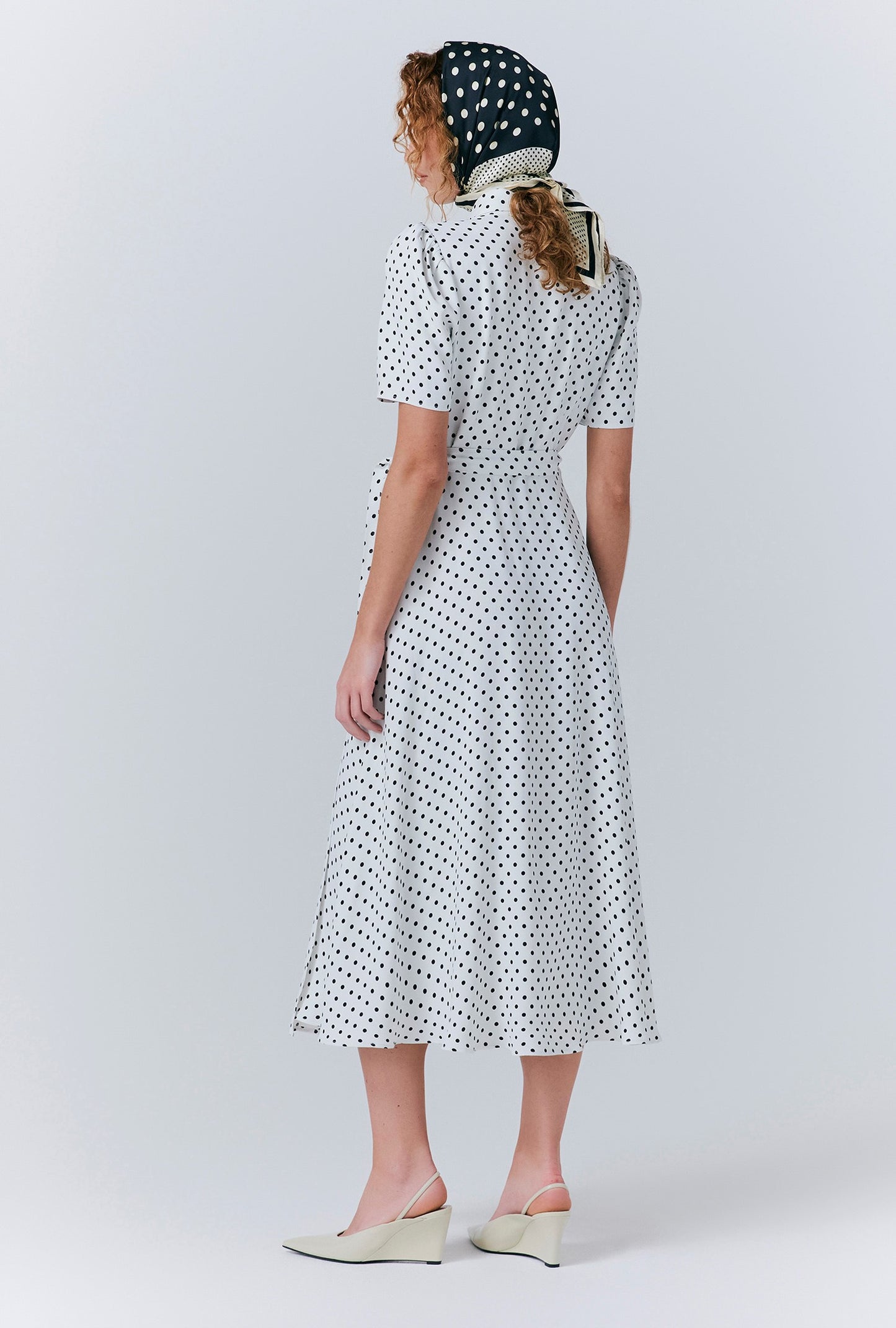 Giselle Crepe Polka Dot Wrap Dress