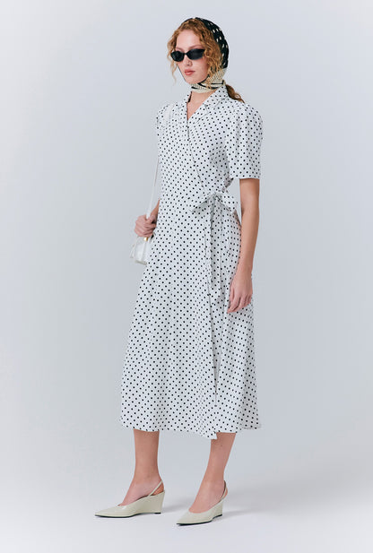 Giselle Crepe Polka Dot Wrap Dress