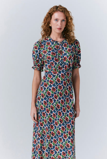Clarissa Crepe Floral Midi Dress