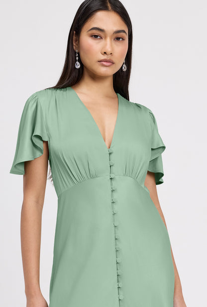 Delphine Timeless Button Through Satin Maxi Dress