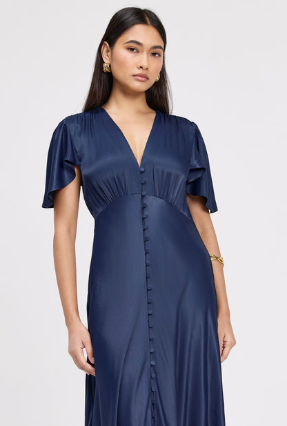 Delphine Timeless Button Through Satin Maxi Dress