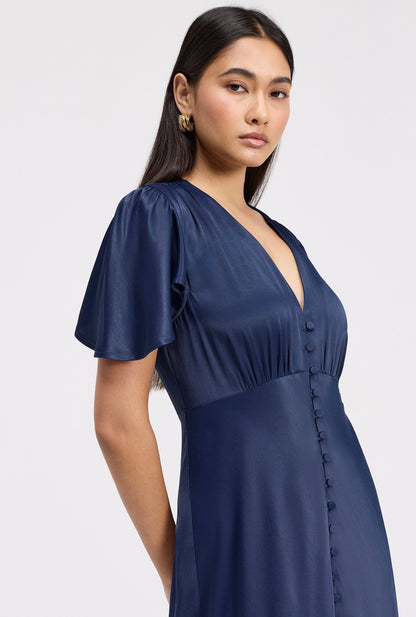 Delphine Timeless Button Through Satin Maxi Dress