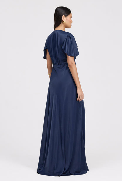 Delphine Timeless Button Through Satin Maxi Dress