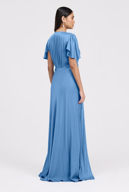 Delphine Button Through Satin Maxi Dress
