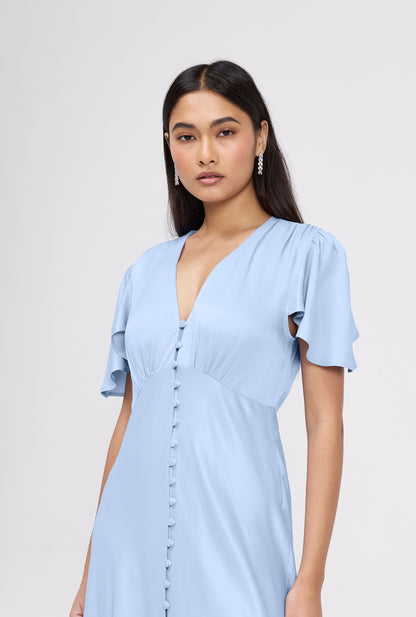 Delphine Timeless Button Through Satin Maxi Dress