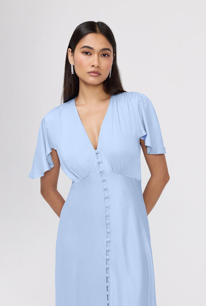 Delphine Timeless Button Through Satin Maxi Dress