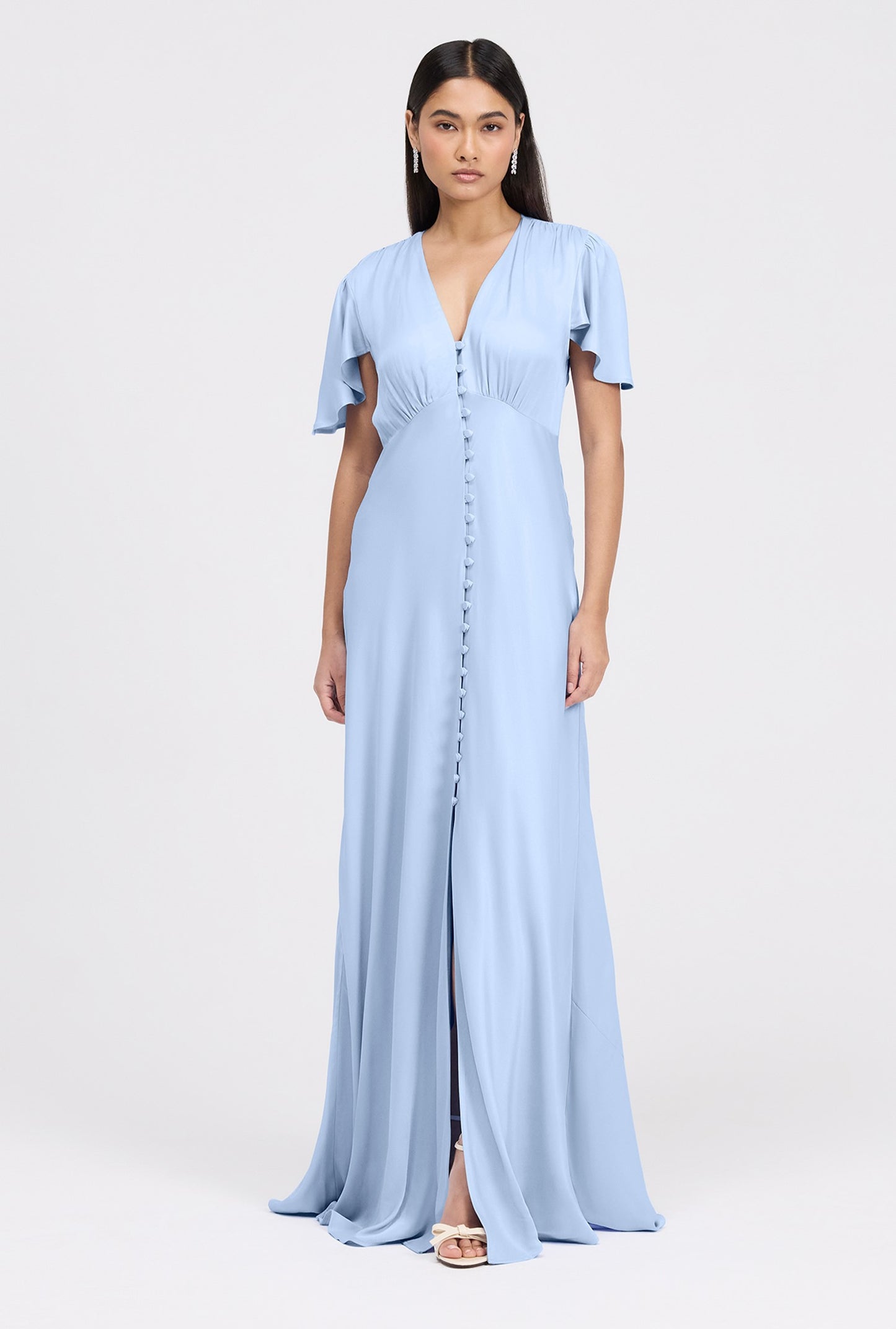 Delphine Timeless Button Through Satin Maxi Dress