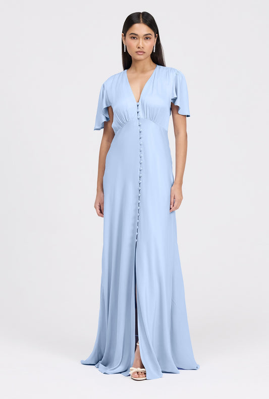 Delphine Timeless Button Through Satin Maxi Dress