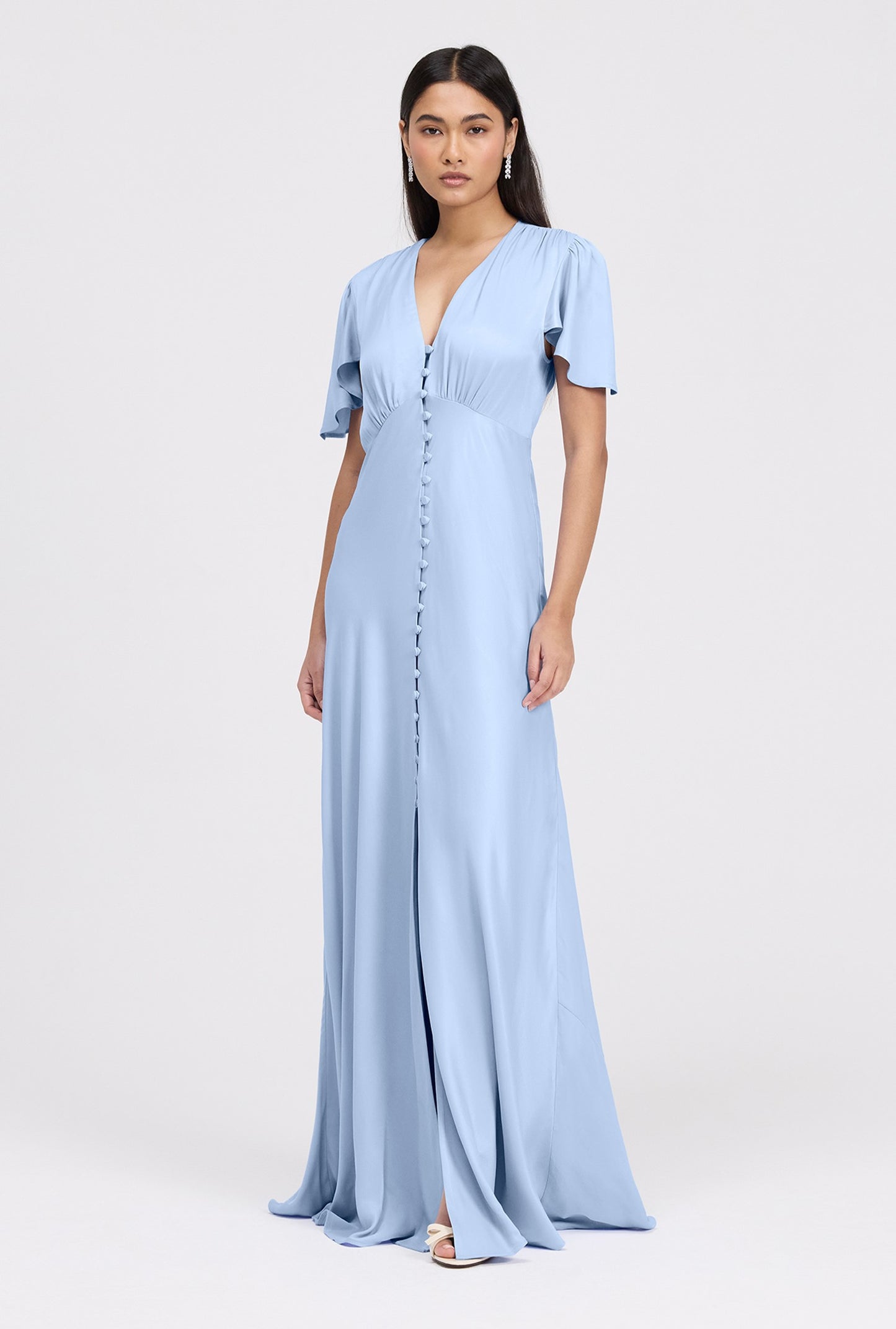 Delphine Timeless Button Through Satin Maxi Dress